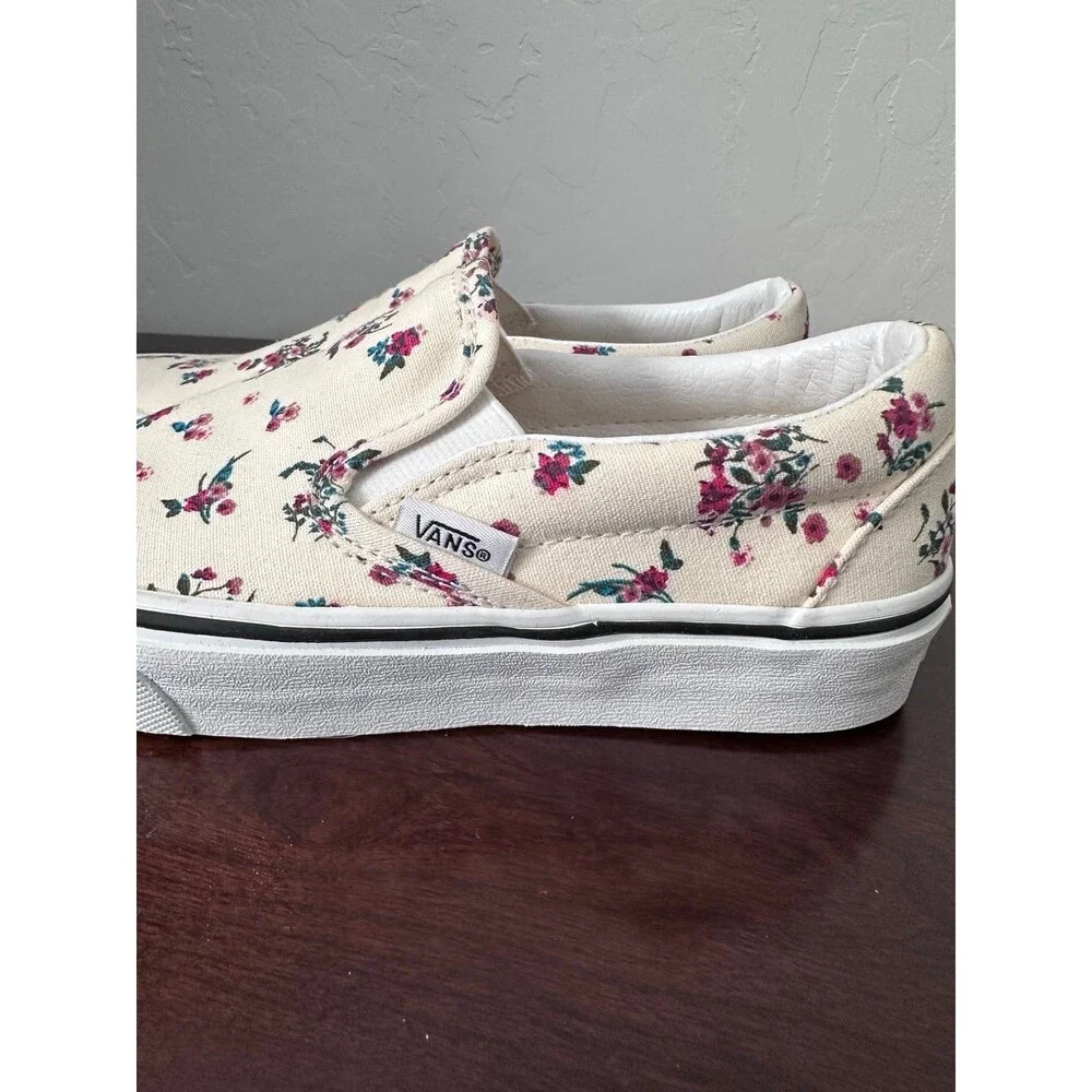 Vans Classic Slip On Ditsy Floral Womens 5 Cream Rose Canvas Shoes Discontinued